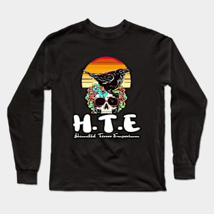 Halloween Skull Raven Flowers Haunted Terror Emporium Apparel Long Sleeve T-Shirt